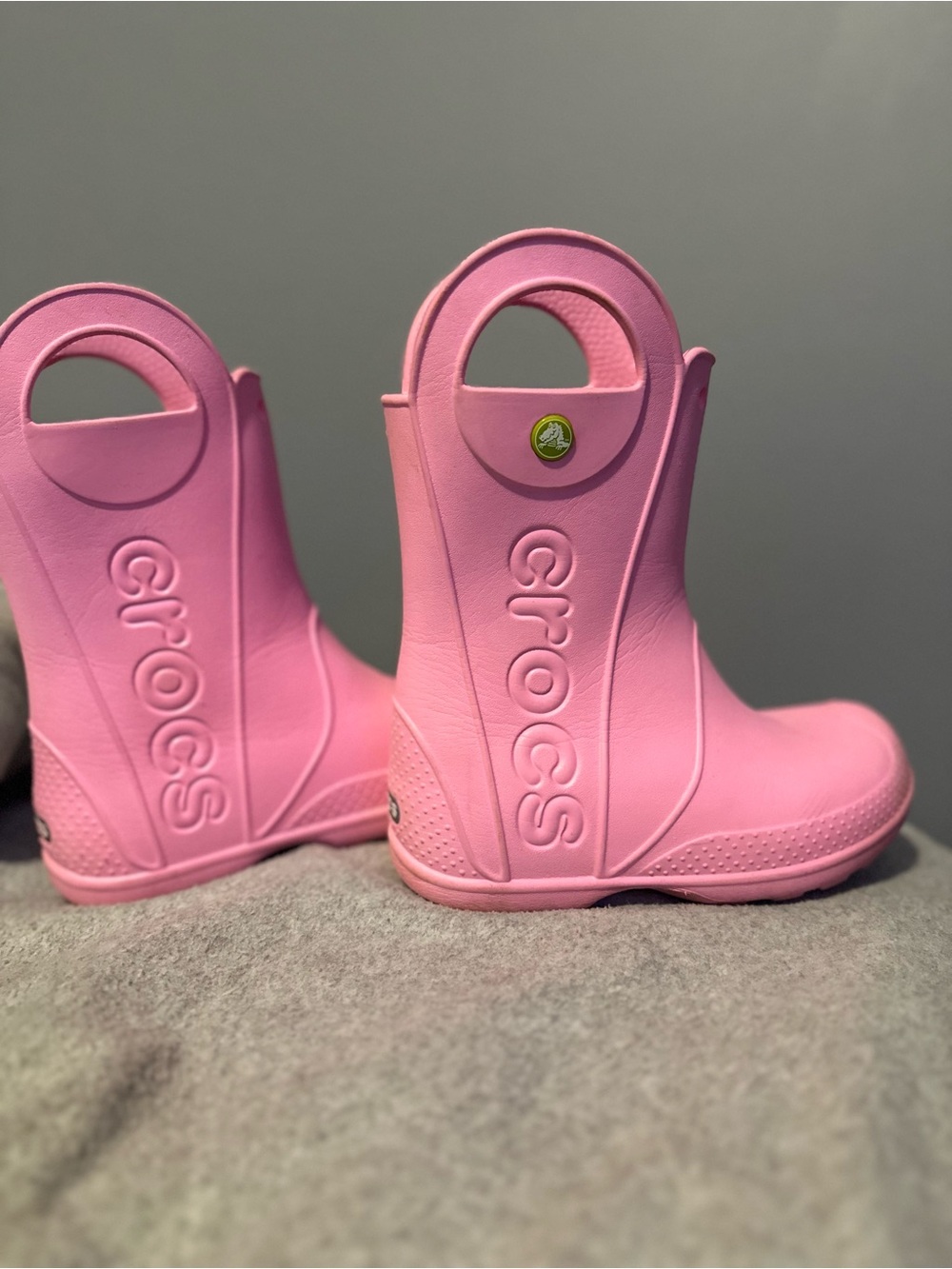 Crocs Kids Handle It Rain Boots Light Pink Waterproof J1 Croslite Pull On - Picture 4 of 5